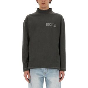 ERL Mock Neck Long Sleeve T-Shirt with Graphic Detail Men BLACK T-Shirts